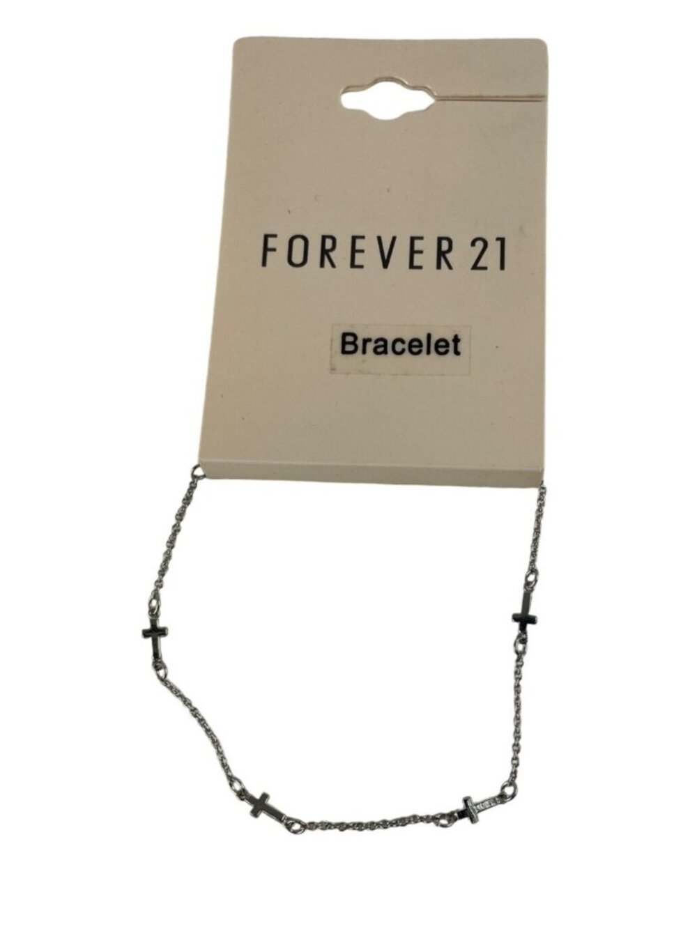 Cross Charm Bracelet In Silver Tone By Forever 21 One Size